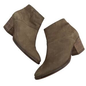 Blondo Nelli Waterproof Leather Ankle Boots Taupe Nubuck/Side Zip 9